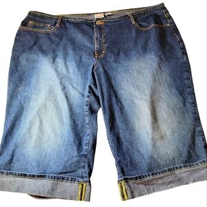 Carolina Blues Vintage Blue Denim Shorts / Capri with Yellow Accents